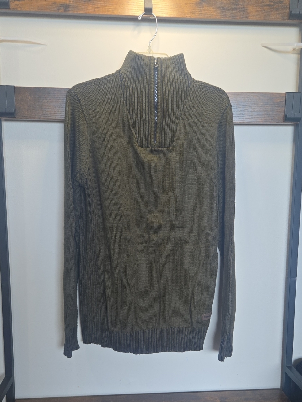 Men's Half‑Zip Ribbed Sweater in Olive